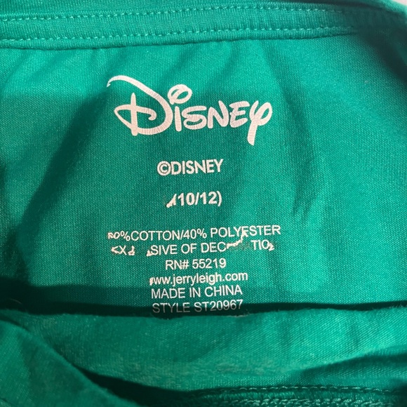 St. Patrick Disney Good Luck Charm Girls Size 10/12 Green Clover Sequin Tshirt - Picture 2 of 4